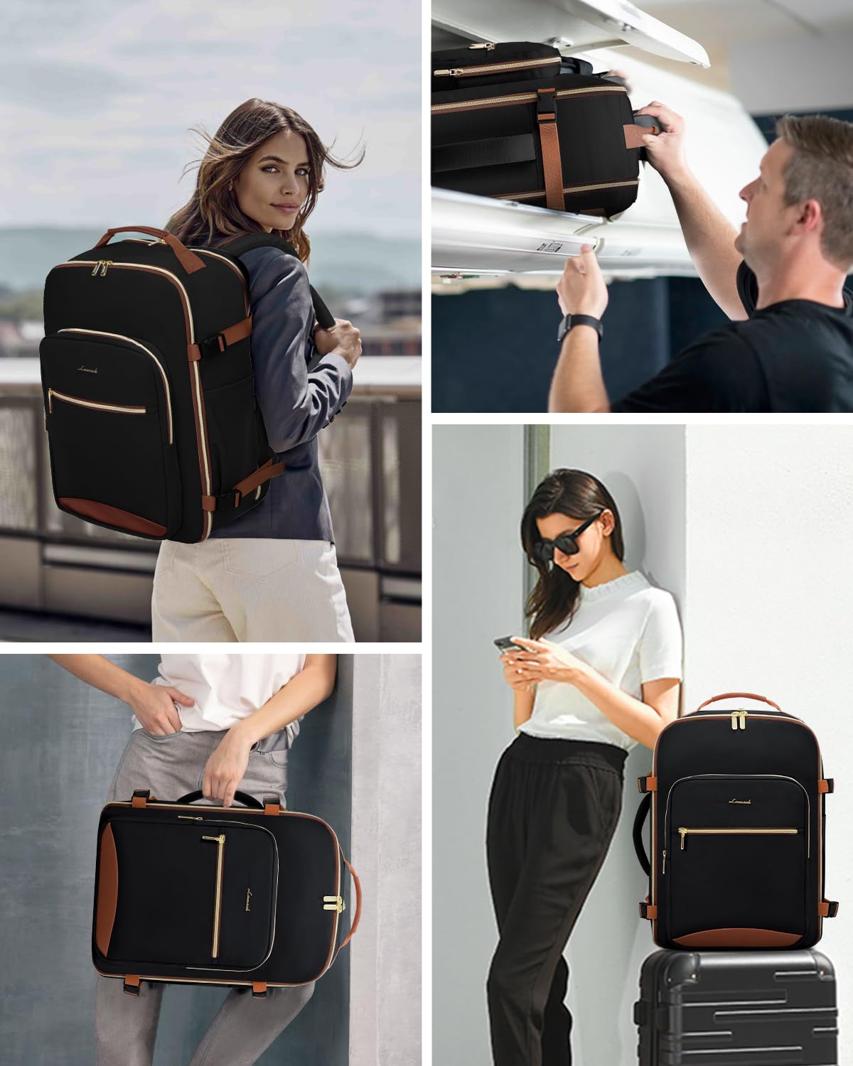 LOVEVOOK 40L Travel Backpack for Women & Men, Airline Approved Carry On Luggage with 3 Packing Cubes, TSA Overnight Bags, Waterproof Personal Item Bag, Weekender Essentials Backpacks fits 17" Laptop
