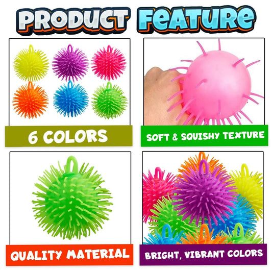 Bedwina Puffer Balls (Pack of 144) - Squishy Balls for Kids Neon Party Favors Sensory, Stress Relief & Therapy Toys for Kids, Boys & Girls Goodie Bag Stuffers, Prizes & Party Supplies in Bulk