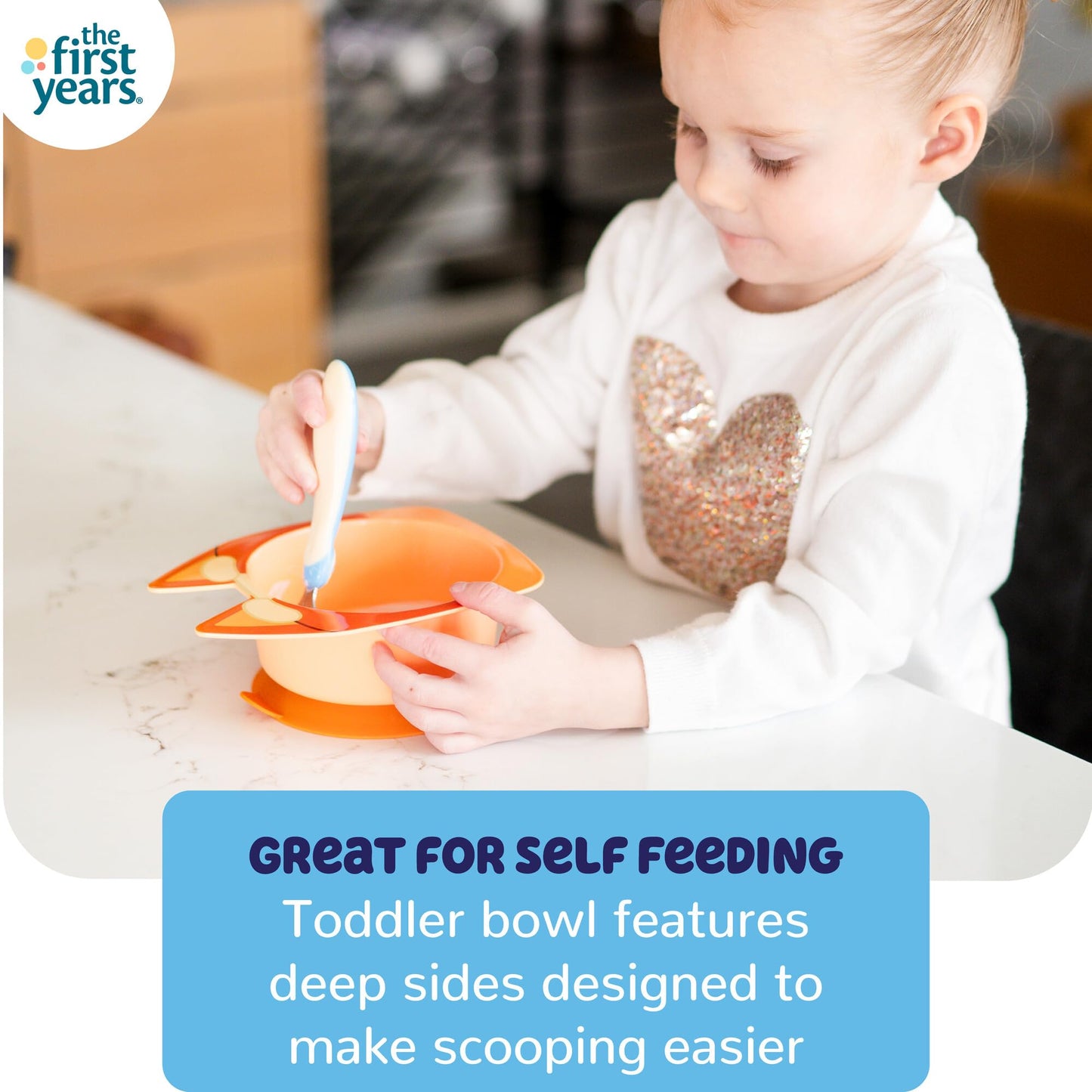 The First Years Bluey Kids Dinnerware Set - Includes Bluey Suction Plate, Bingo Suction Bowl, and Stainless Steel Toddler Silverware - Toddler and Baby Feeding Essentials - 4 Count