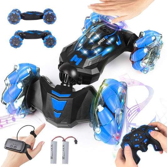XAMIMM RC Stunt Car, 2.4 GHz 4WD Remote Control Gesture Sensor Toy Cars, Double Sided Rotating Off Road Vehicle 360° Flips with Lights Music, Drift rc car for Boys and Girls 5-13 Birthday