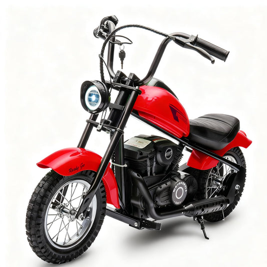 Electric Dirt Bike, 15 Mph & 150lb Max, 24V Ride On Toy for Big Kids w/Led Lights & Power Display, Chain-Driven Motor, Twist-Grip Throttle, Shock Springs, Handbrake, 12" Air-Filled Tires, Red
