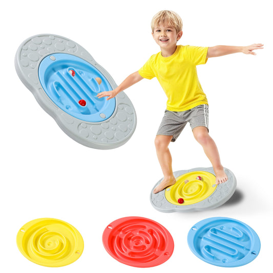 Oranmew 2-in-1 Kids Maze Balance Board, 3 Swappable Labyrinths & 3 Challenge Balls, Non-Slip Rubber Base Wobble Board for Core Training, Skate Prep & ADHD Focus, Ages 3-12