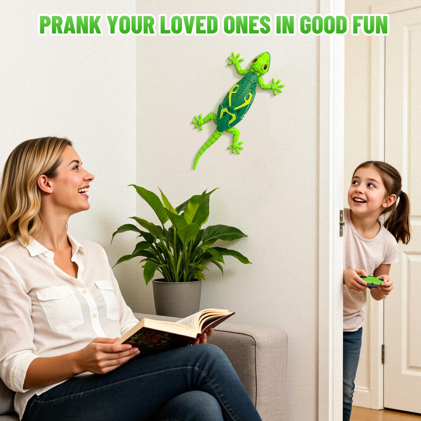 Envyvip RC Wall Crawler Gecko, Rechargeable Remote Control Robot Kids Toys, Wall Climbing Funny Prank Toys Birthday Gifts for Boys & Girls Ages 4 and Up, Upgrade Low Noise (Green)