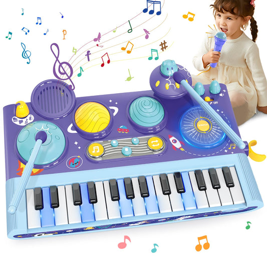 Mostop Baby Piano Drum Set for Toddlers 1-3: Musical Toys 5 in 1 Baby DJ Table Piano Keyboard Xylophone Instruments for 1 2 Year Old Boys Girls, Baby Musical Instrument Learning Toys Birthday Gift