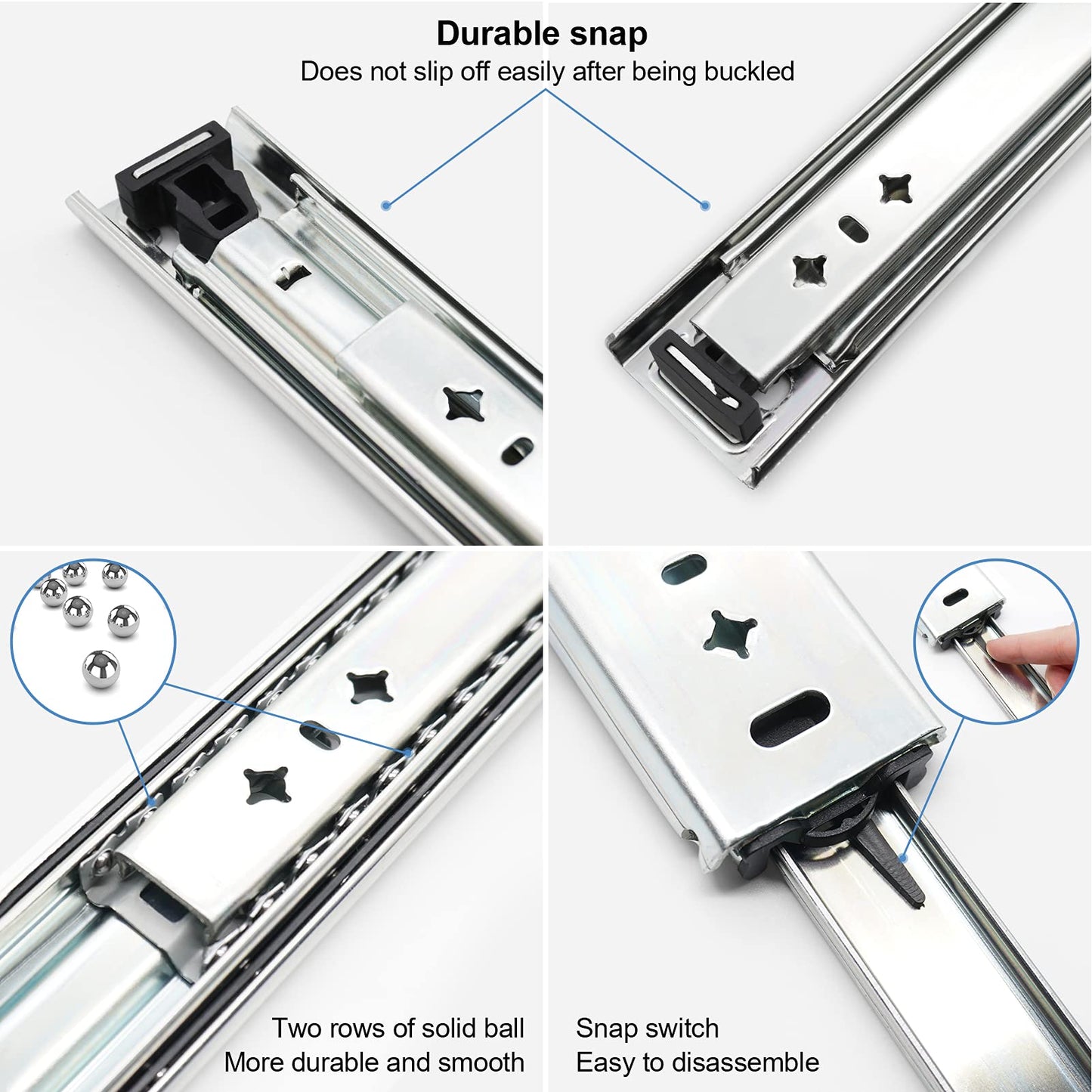 KCOLVSION 1 Pair 36 Inch 260 Lb Capacity Heavy Duty Drawer Slides with Screws,Side Mount Undermount Full Extension 3 Fold Ball Bearing Stainless Steel Hardware Drawer Rails