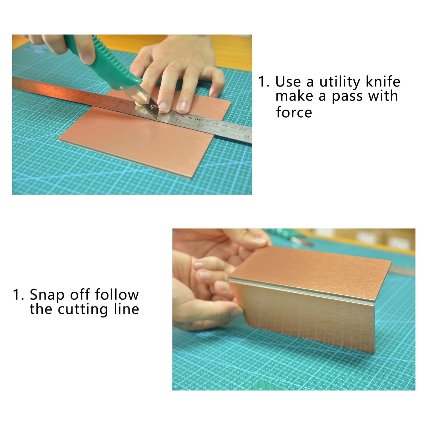 Crystiles Aluminum Peel and Stick Backsplash Tile Panels - 3"x6" Brushed Copper Kitchen Wall Decor, 40-Pack (Copper Color)