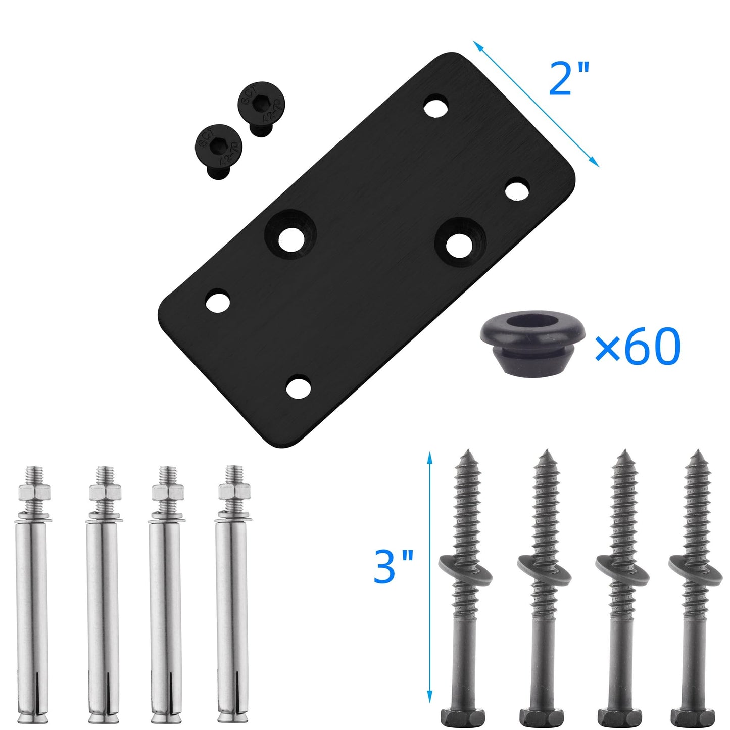 Senmit Cable Railing Post - Stainless Steel Square Fence Post for Deck Cable Railing System (42" Level-drilled-4 Pack, Black)