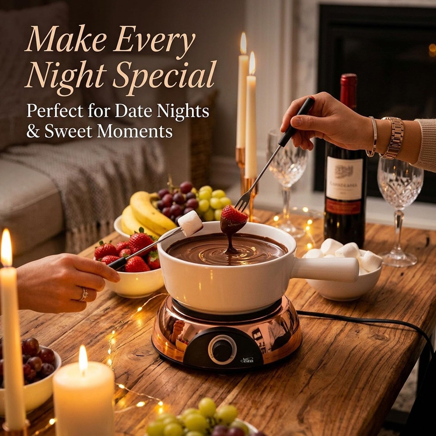 Artestia Electric Dip Warmer & Fondue Pot with Adjustable Temperature – Multi-Purpose Cheese Dip, Queso, Nacho Cheese Sauce, Gravy, Broth Fondue & Hot Fudge Warmer for Parties, White