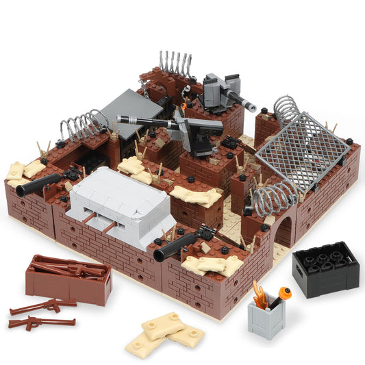 Finger Rock WW2 Military Base Bunker Trench Building Set, 8 in 1 Army Battle Scenes with Fortresses, Anti-Aircraft Guns, Treatment Room and Penitentiary, Idea Gifts for Teens Adults 14+ (833pcs)