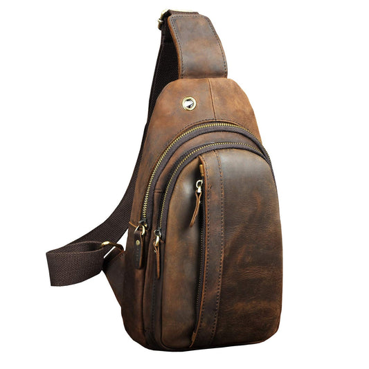 Le'aokuu Mens Outdoor Casual Travel Hiking Crossbody Chest Sling Bag One Shoulder Strap Bag Backpack