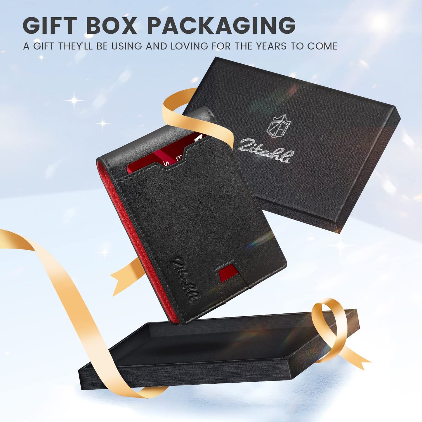 Zitahli Mens-Wallet-Slim-Leather-RFID Blocking Wallet for Men Minimalist Bifold Credit Card Holder with Gift Box