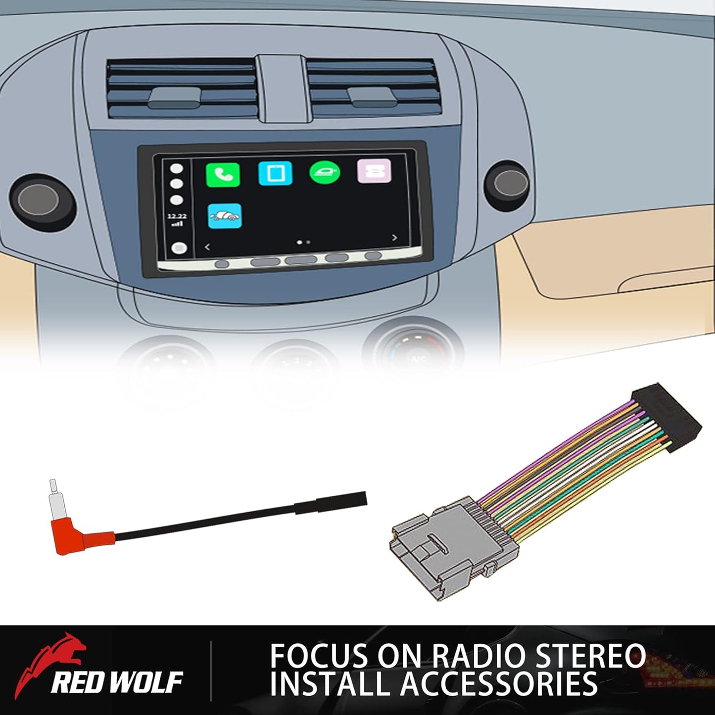 2014-2019, 2013-2018 RED WOLF Stereo Wiring Harness w/Antenna Adapter Connector Plug for Ford Transit Fiesta
