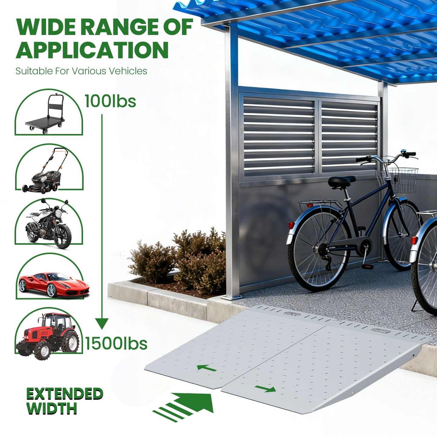 PURRPAXZ Heavy Duty Shed Ramps 2 Pack, Shed Ramp for Riding Mower, 1500LBS Capacity, Portable Non-Slip Ramps for Sheds, Lawn Mower, ATV, Motorcycles, Garages, Barns