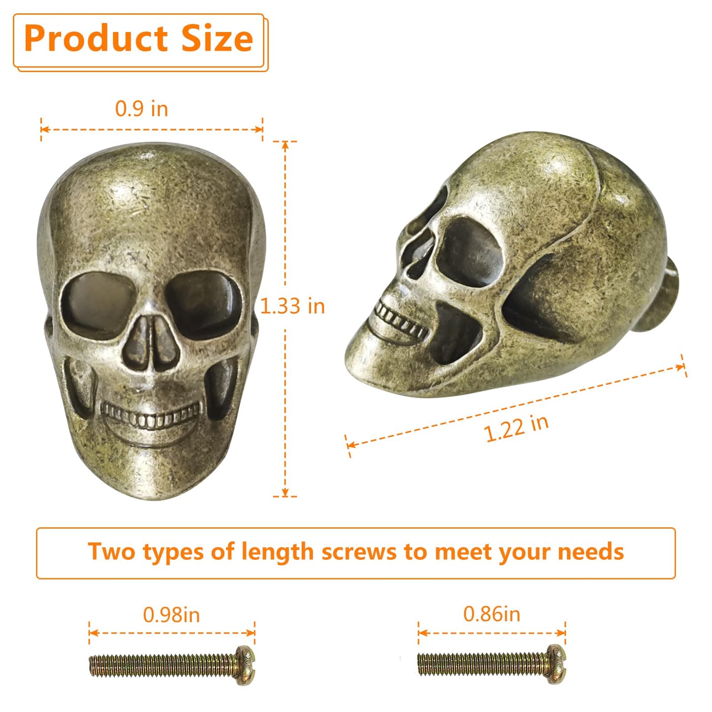 BAMI-LEE House Vintage Skull Cabinet Knob,4 Piece Furniture Cabinet Handle for Kitchen Dresser Cupboard Wardrobe with Screws (Bronze)