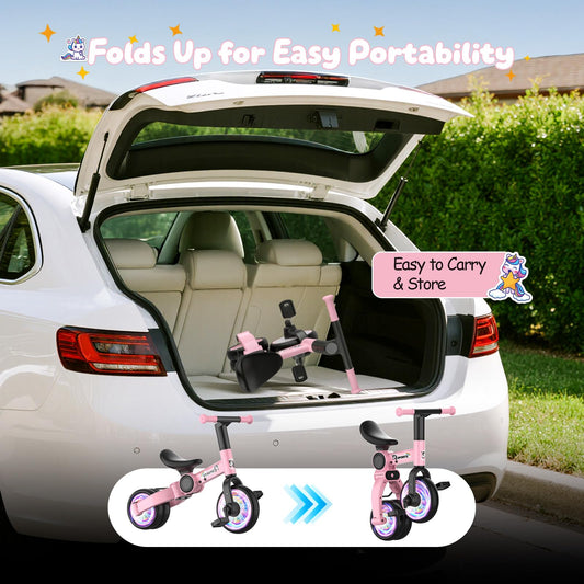 3 in 1 Toddler Balance Bike for 1-4 Year Olds, Colorful Lighting Baby Toddler Tricycle for 1 2 3 4 Year Old with Removable Pedals, Kids Bicycle Toy for Boys Girls Balance Training, Birthday Gift