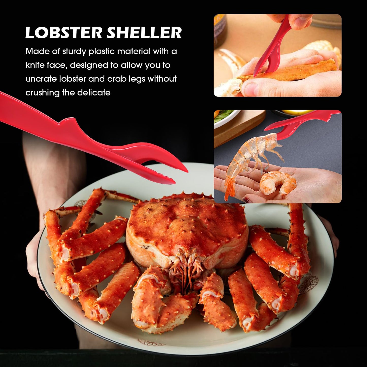Crab Crackers and Tools,18-Pieces Seafood Tools Set Includes 5 Crab Crackers, 5 Lobster Shellers, 5 Crab Leg Forks/Picks and 2 Seafood Scissors & Storage Bag - Nut Cracker Set