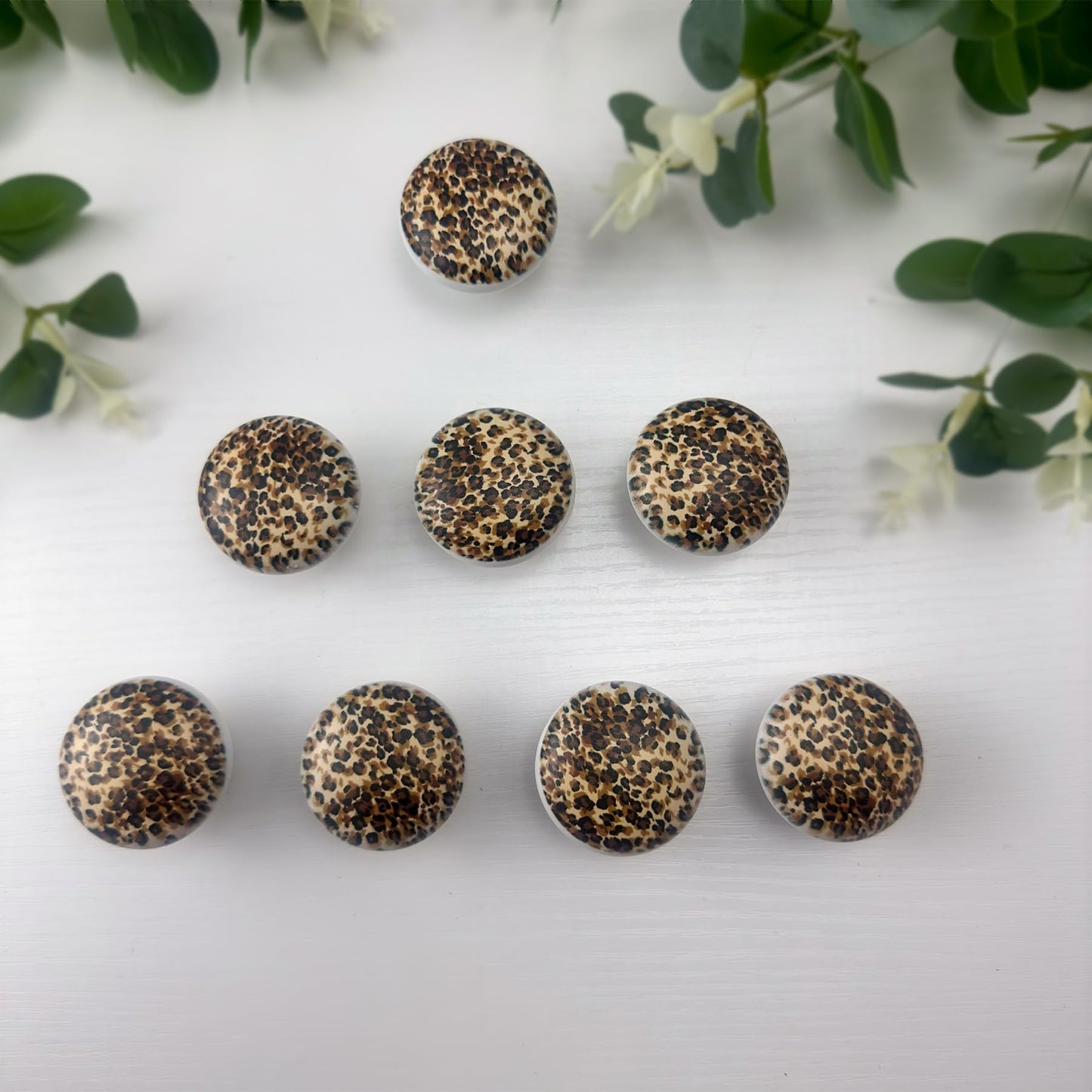 JamJam 8pack 1.5" Ceramic Vintage Unique Fun Animal Leopard Print Cabinet Door Furniture Dresser Dresser Drawer Knobs and Pulls