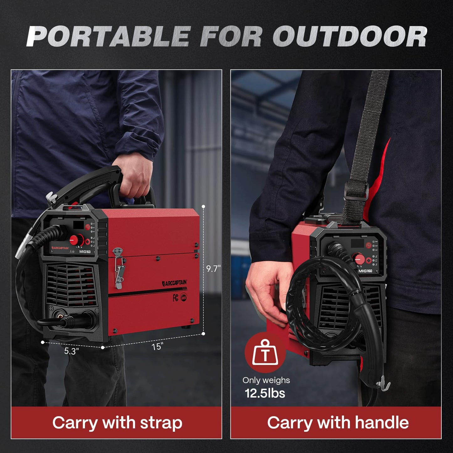 ARCCAPTAIN 160A MIG Welder 110V 220V 4 in 1 Welding Machine Gas MIG, Gasless MIG Flux Core Welder, Lift TIG, MMA Stick Welder, Welder Machine with Synergy for Beginner IGBT Inverter Portable Welder