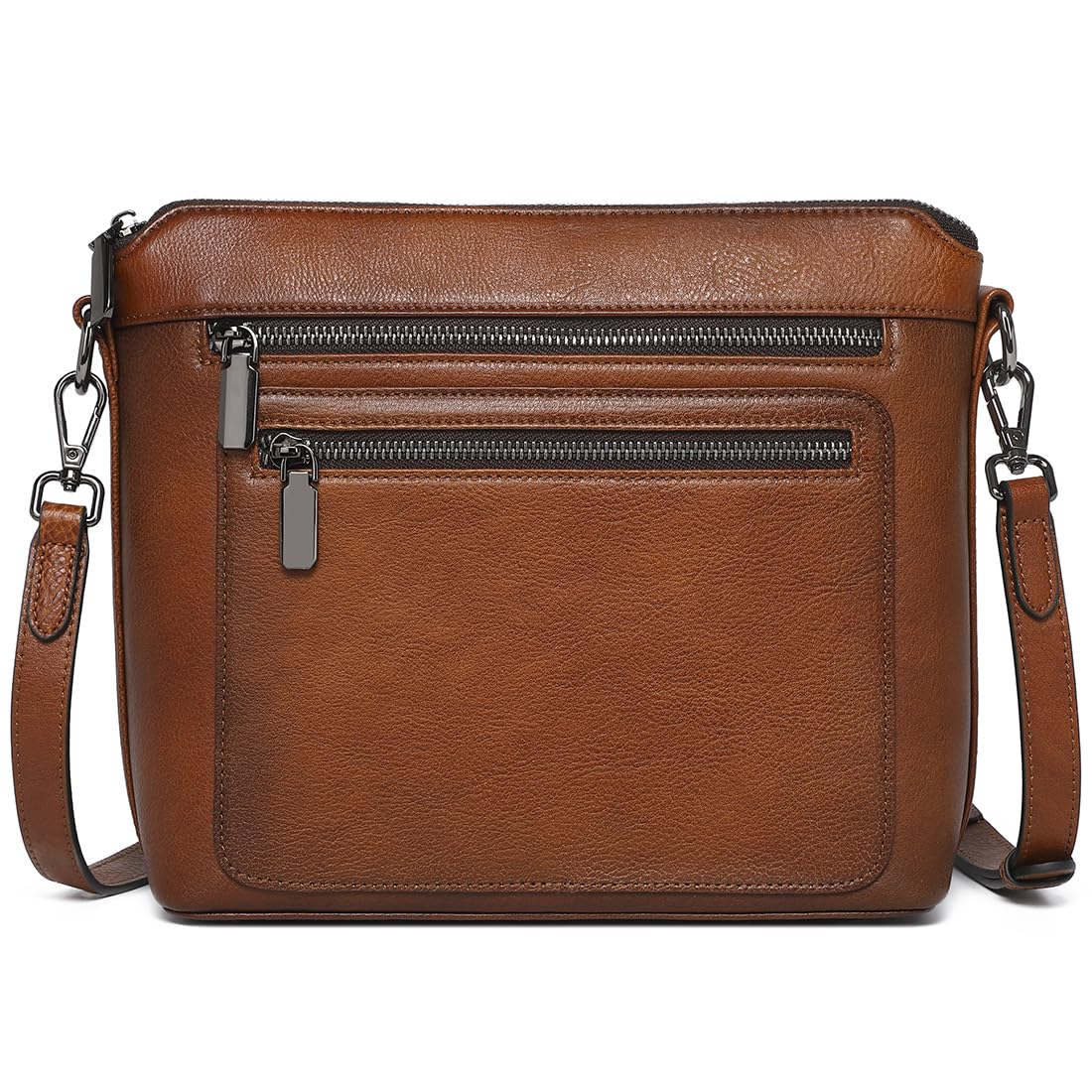 COOLCY Genuine Leather Crossbody Bags for Women Purses and Handbags for Ladies with Multiple Pockets Shoulder Satchel Bag