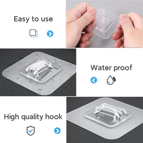 Lsnisni Shower Caddy Adhesive Strips - Waterproof, Strong Hooks for Bathroom & Kitchen Storage | 10 Pack