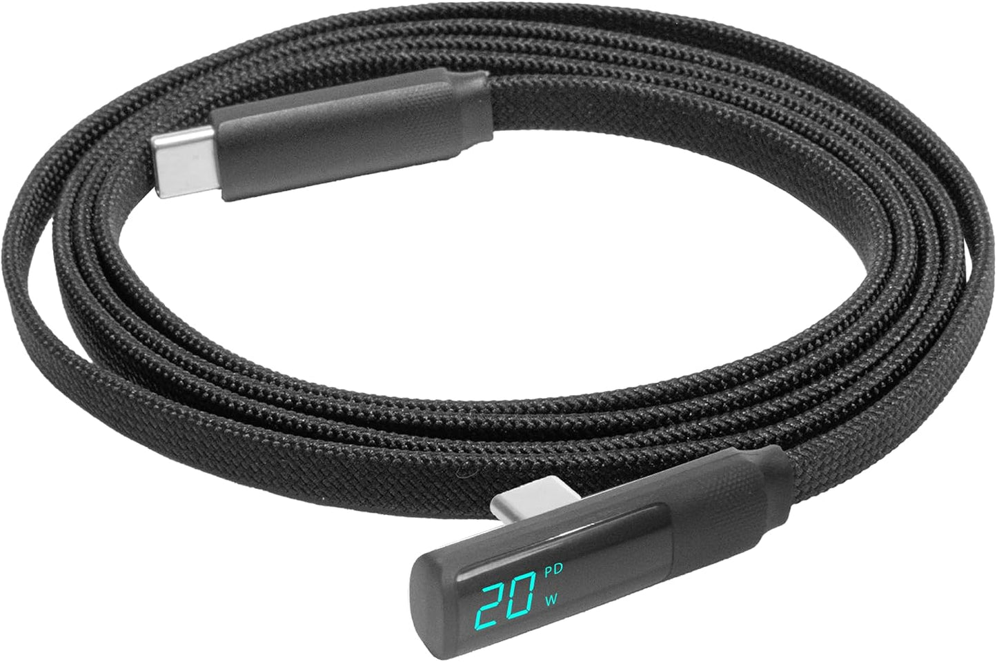 BoxWave TIMMKOO Q5 MP3 (4ft) (100W), Cable Compatible with Player with Bluetooth and WiFi - PowerDisplay PD Right Angle
