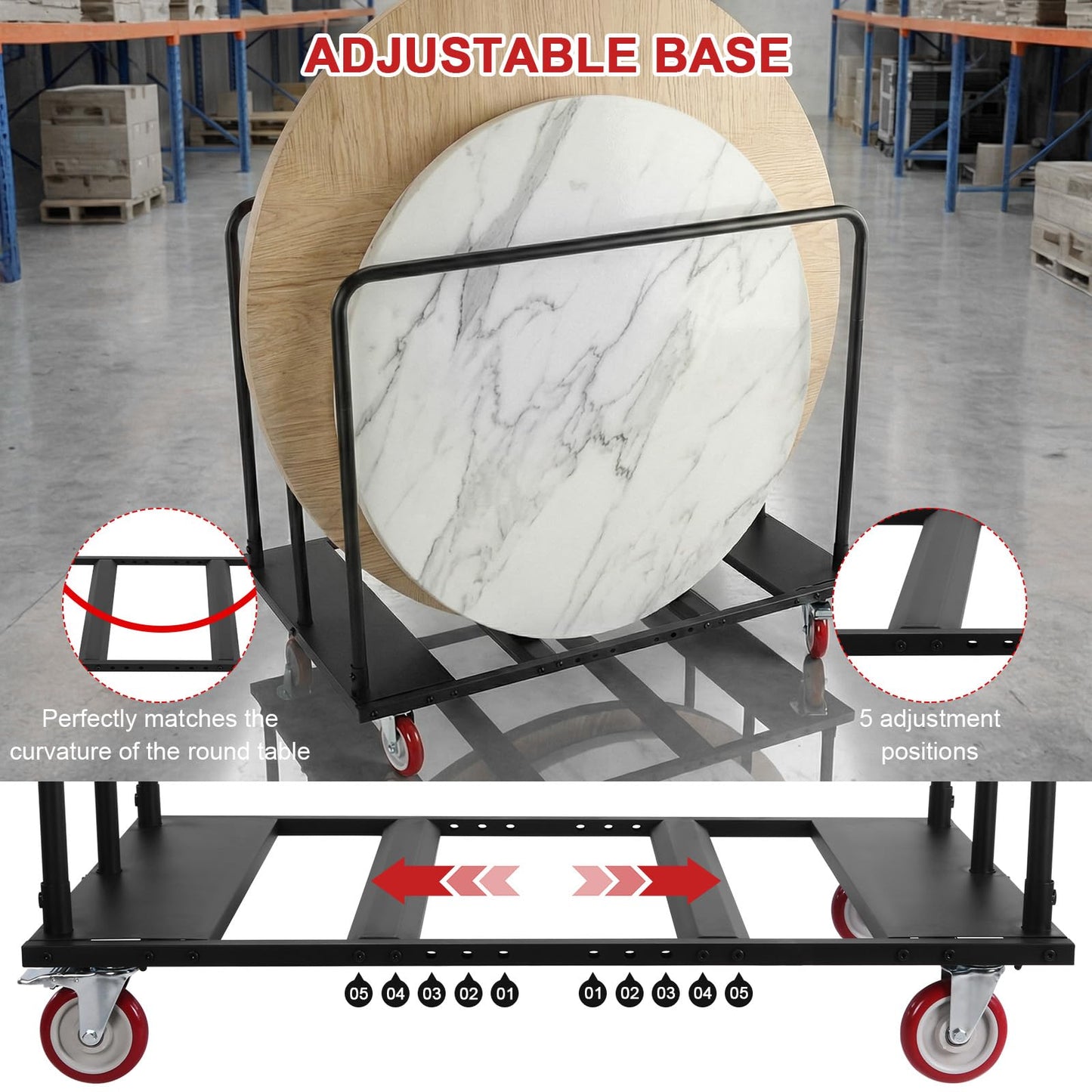 1800 LBS Table Cart Folding, Heavy Duty Chair Cart with PU Swivel Wheels, Black Drywall Dolly Carts for Party, Factory, Wood, Drywall, Warehouse