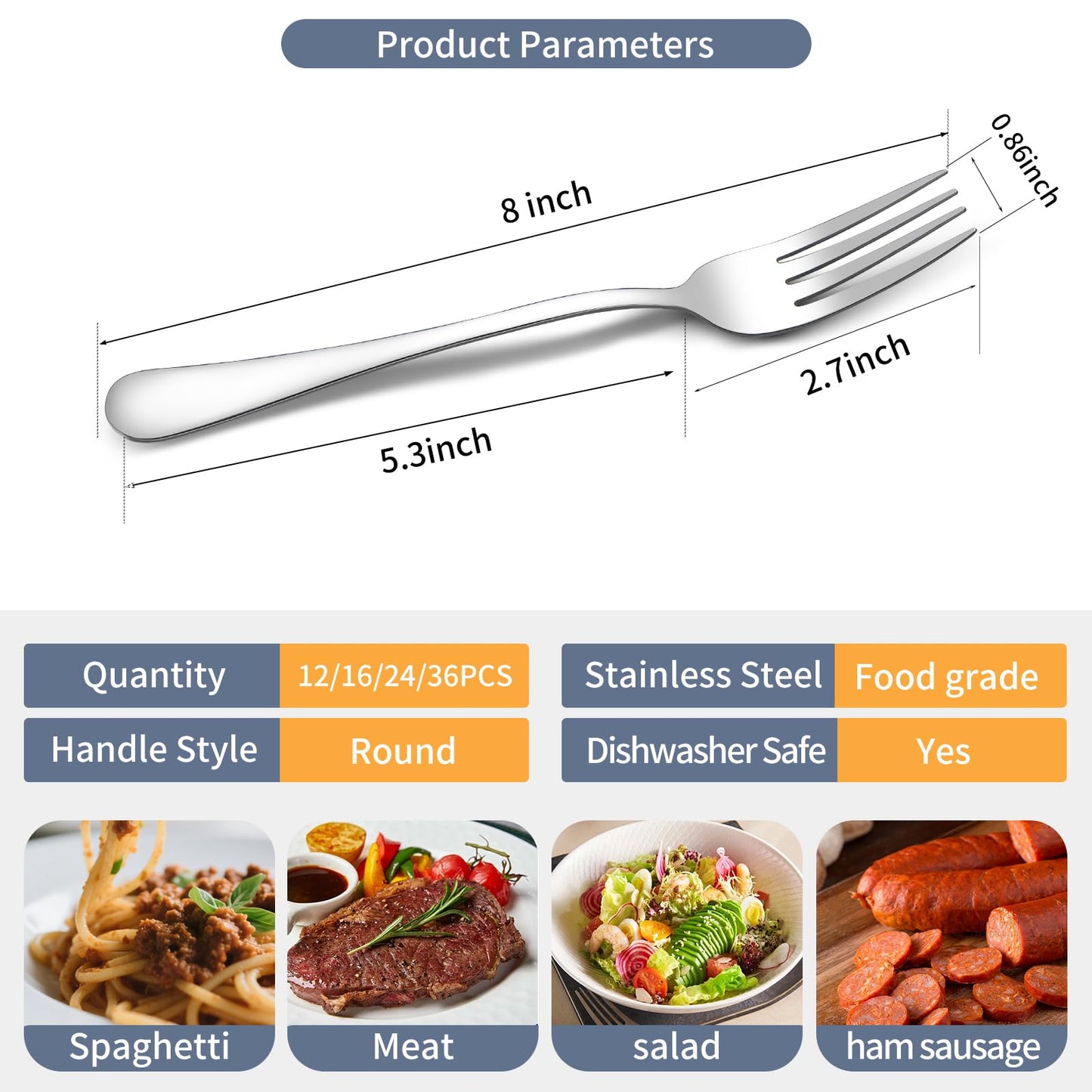Dinner Forks Set 36 Pcs Top Food Grade Stainless Steel Silverware Table Forks Flatware Forks, 8 Inches,Mirror Finish & Dishwasher Safe,Use for Home,Kitchen or Restaurant