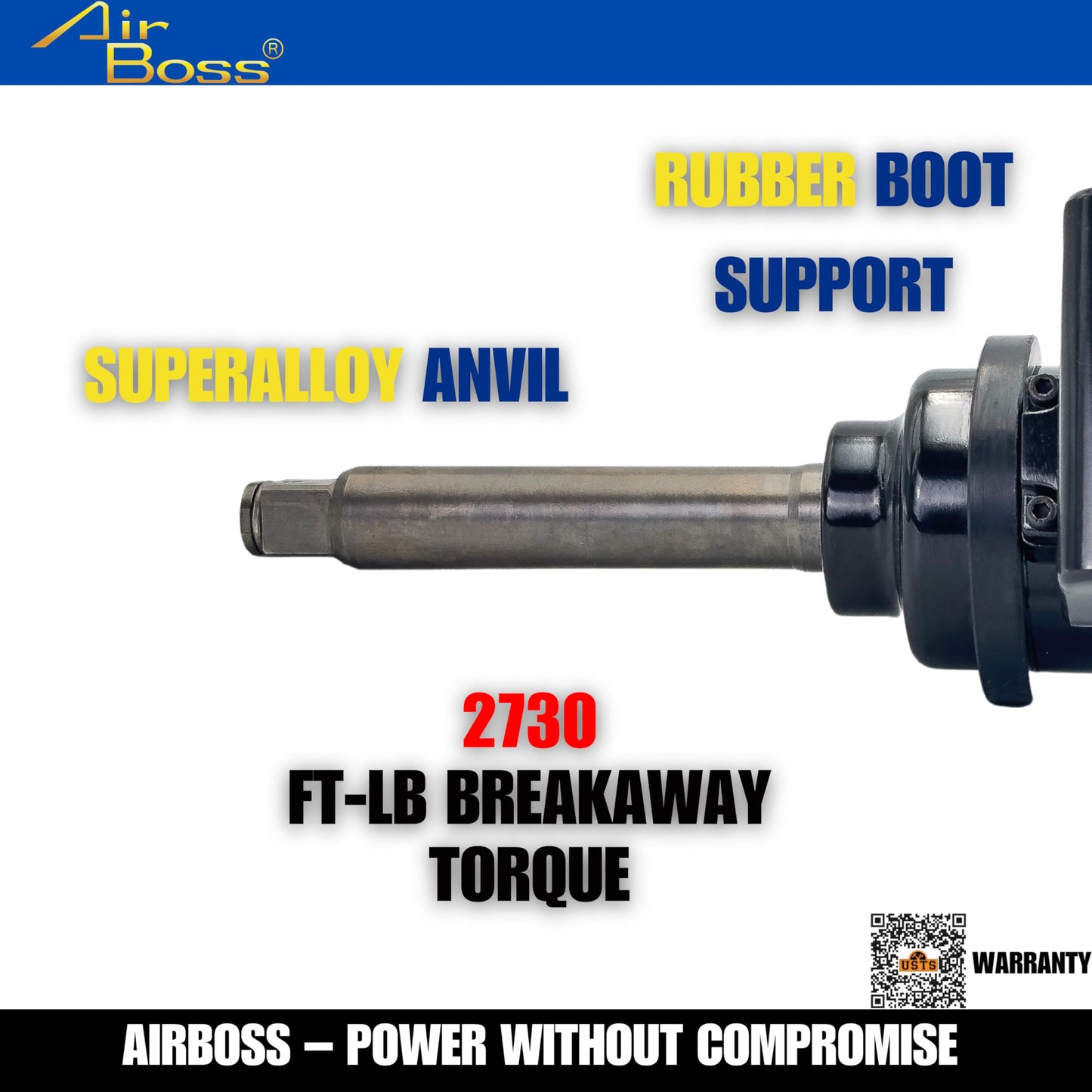 Airboss AW-342GL 1" Impact Wrench & 33M 90L CR-MO Deep Socket