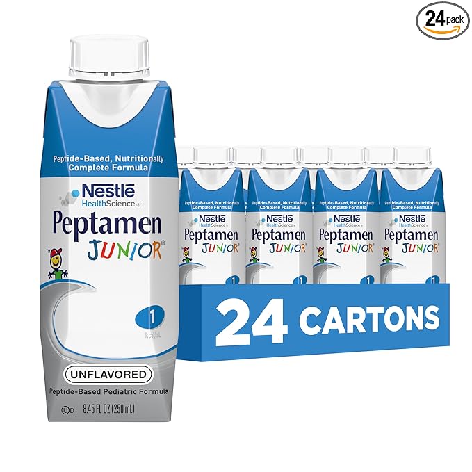 Peptamen Junior Peptide-Based Complete Nutrition, Unflavored, 8.5 Oz Box (24 Pack), 8.45 Fl Oz (Pack of 24)