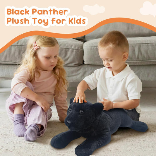 Gisqis Black Panther Stuffed Animal 23.6" Jaguar Stuffed Animal Cute Black Panther Plush Realistic Jungle Stuffed Panther Toy Pillow Soft Plush Toy Birthday for Kids Boys