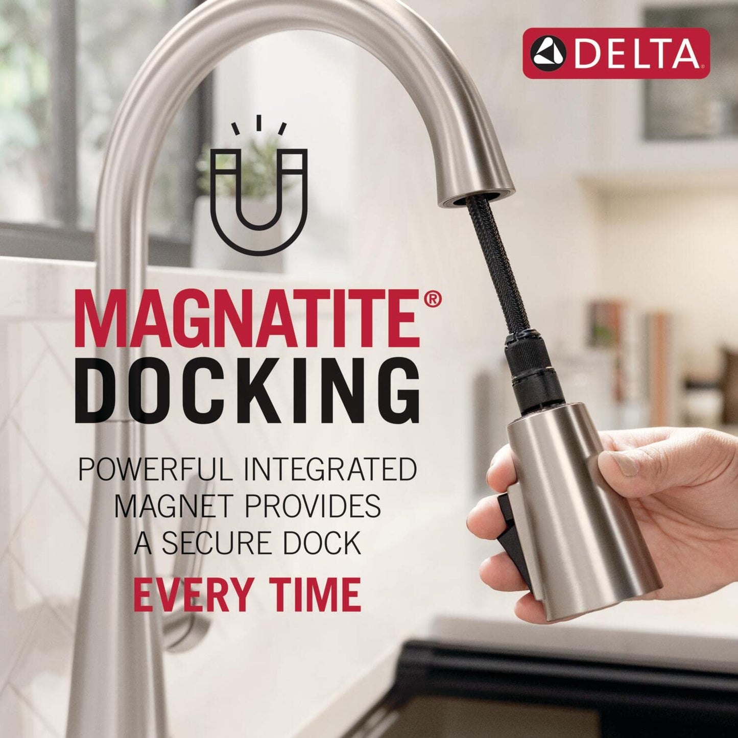 Delta Faucet Nicoli Kitchen Faucet with Pull Down Sprayer, Modern Brushed Nickel, Single Hole, Stainless Steel 19867LF-SS