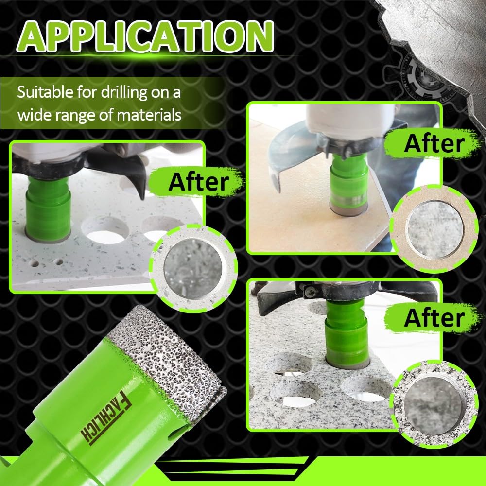 Tile Hole Saw Kit Diamond - (6/6/8/20/25/35/50/65/100mm Drill Bits+Finger Bit+Chamfer Bit+Adapter+Tile Blade) Diamond Hole Saw Kit for Porcelain Ceramic Marble Brick Granite,5/8"-11 Thread