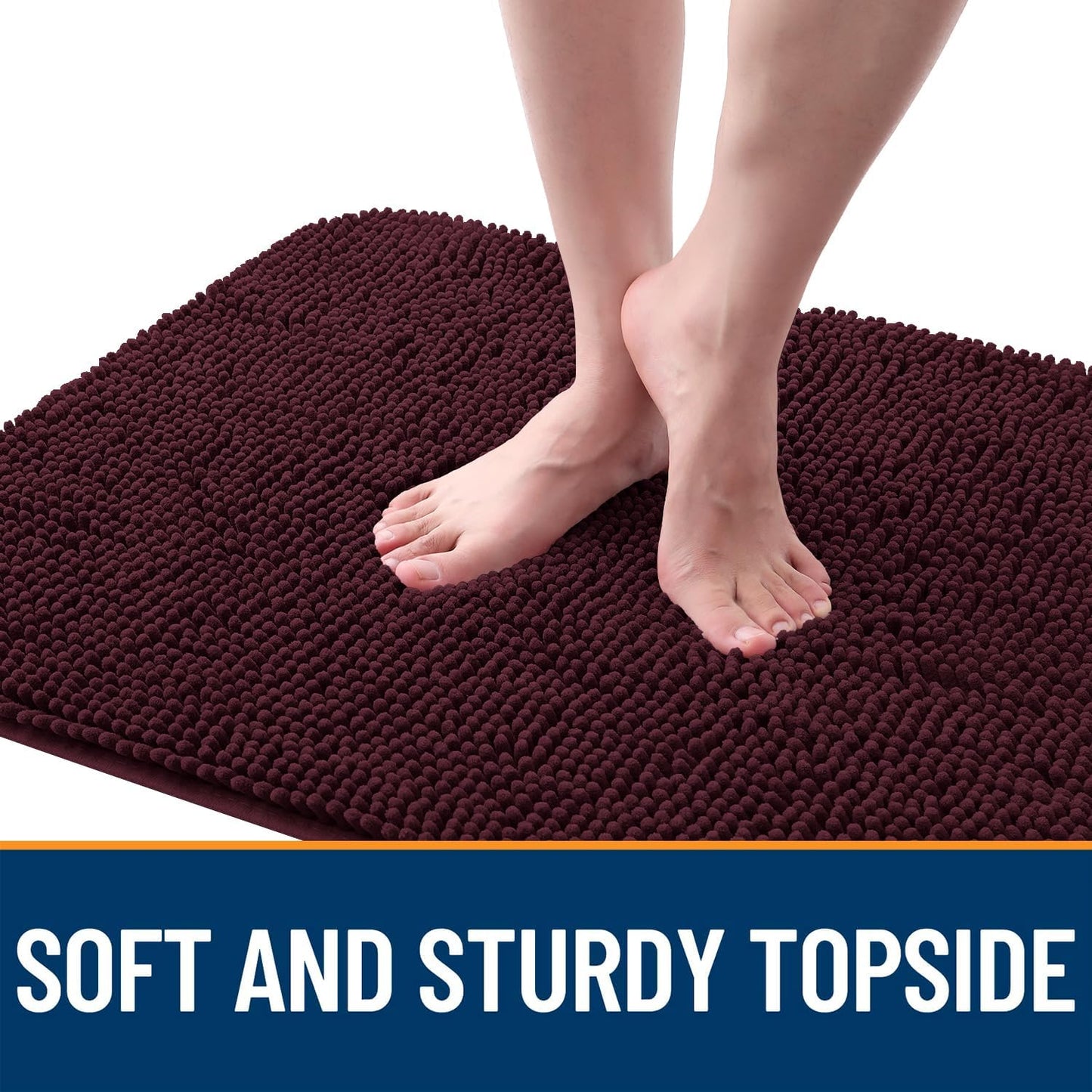 OLANLY Dog Door Mat - Absorbent Non-Slip Chenille Mat for Muddy Paws | 70x35 Inches, Quick Dry, Russet