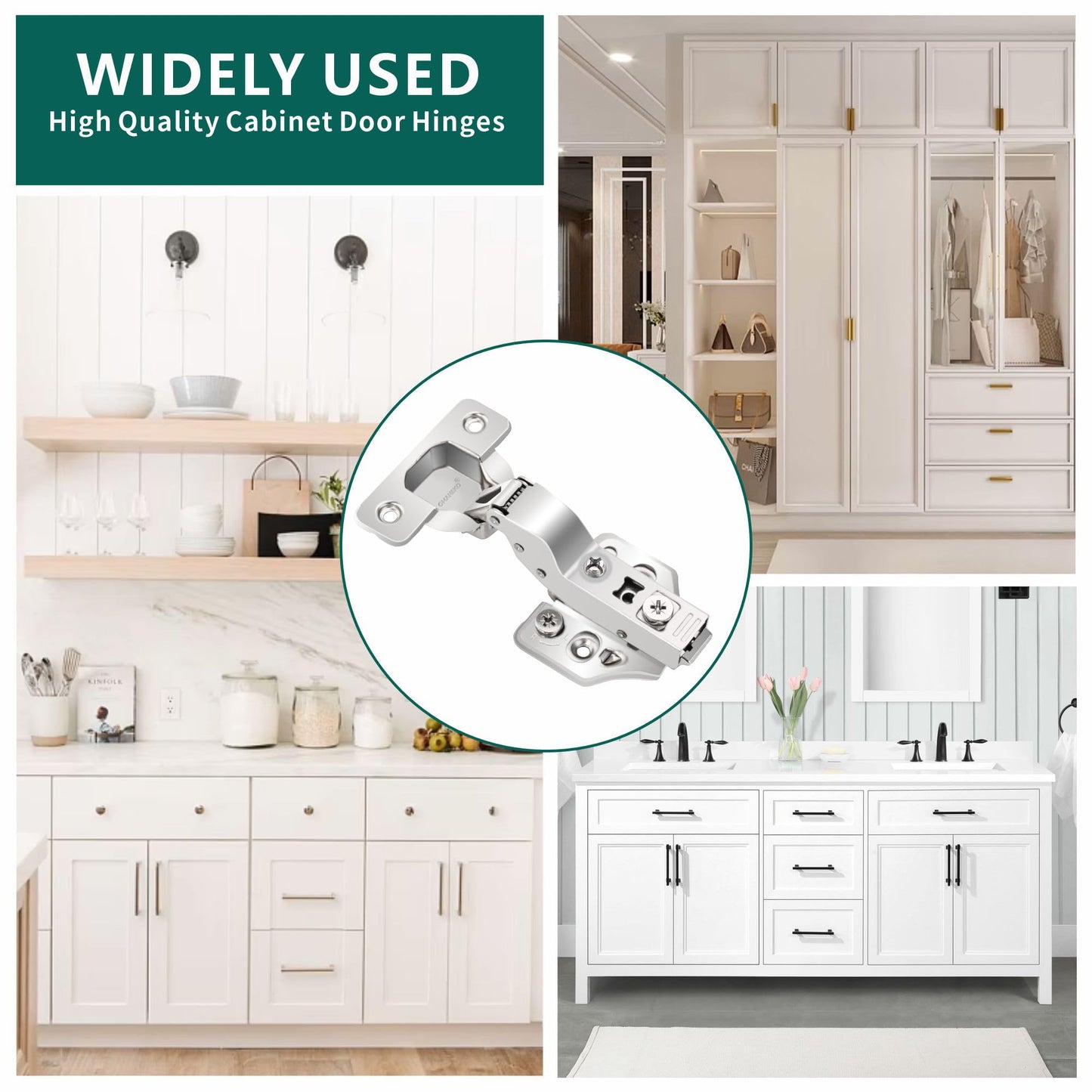 4 Pack Inset Soft Close Cabinet Hinges 105° Frameless 3 Way Adjustable Kitchen Cabinet Door Hinges with Screws