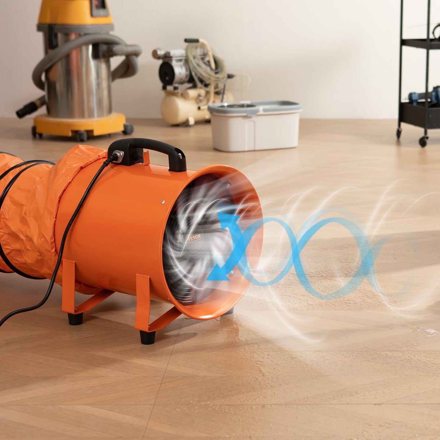 VEVOR Air Mover Blower Fan 12 Inch, 3198CFM 585W with 33ft Flexible Duct, Industrial Portable Ventilator Blower/Exhaust