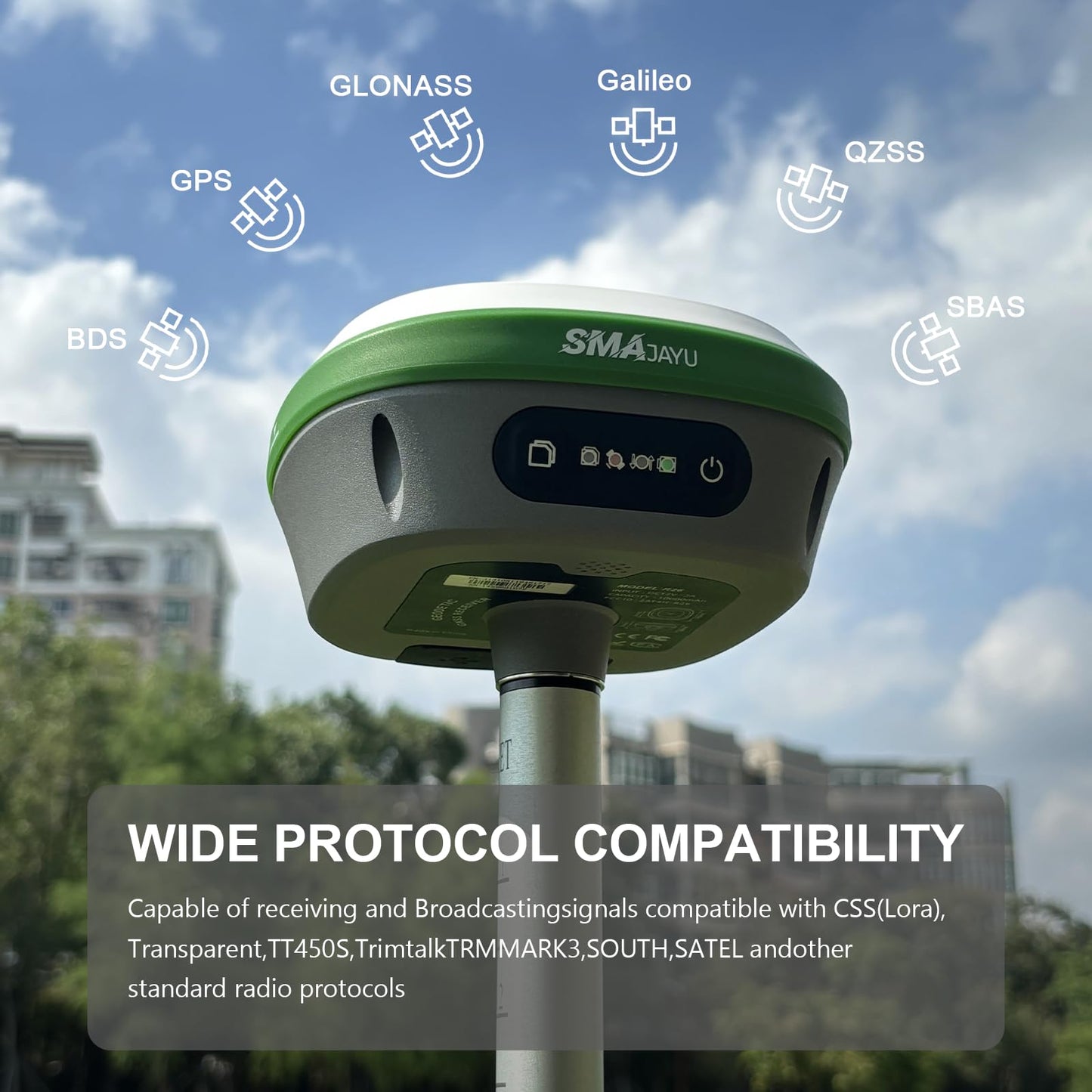 IMU RTK GPS Survey EQUIPEMNT 1cm Accuracy Kilometers Distance Between SMA26 PRO RTK Rover and RTK Base, Work as Base Station for Drones, 0-60° Tilt Surveying(Include Tripod, Pole&Tribrach)