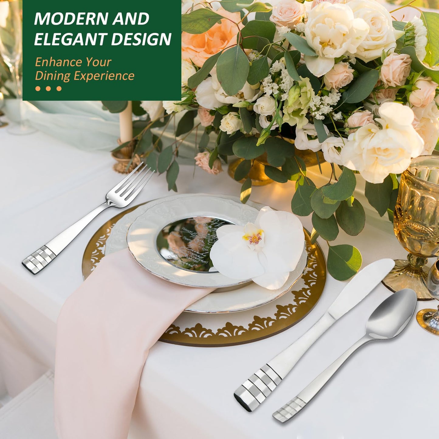 KOOMADE 20-Piece Silverware Set for 4 - Stainless Steel Flatware Cutlery Utensil Set Set, Durable Mirror Polished & Dishwasher Safe Flatware Set Include Forks Spoons Knives for Home Wedding Restaurant