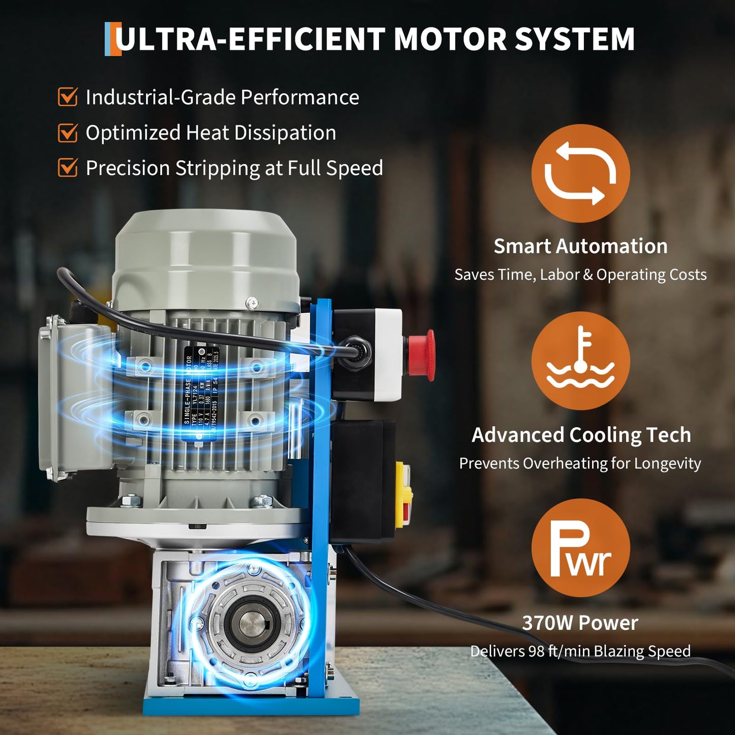 Wire Stripper Machine, 0.06" - 1.5" Automatic Wire Stripper，75 Feet/Minute, 370w 11 Channels 10 Blades with Manual Hand Cranked Industrial for Recycling Copper