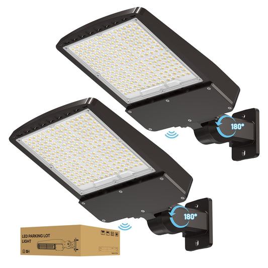 150W Parking Lot Light 22500lm - 2PACK 5000K UL Listed - 0-10V Dim Wall Mount Industrial Parking Lights - Led Flood Lights Outdoor Pole Light with Photocell for House Yard Barn Garage - AC100-277V
