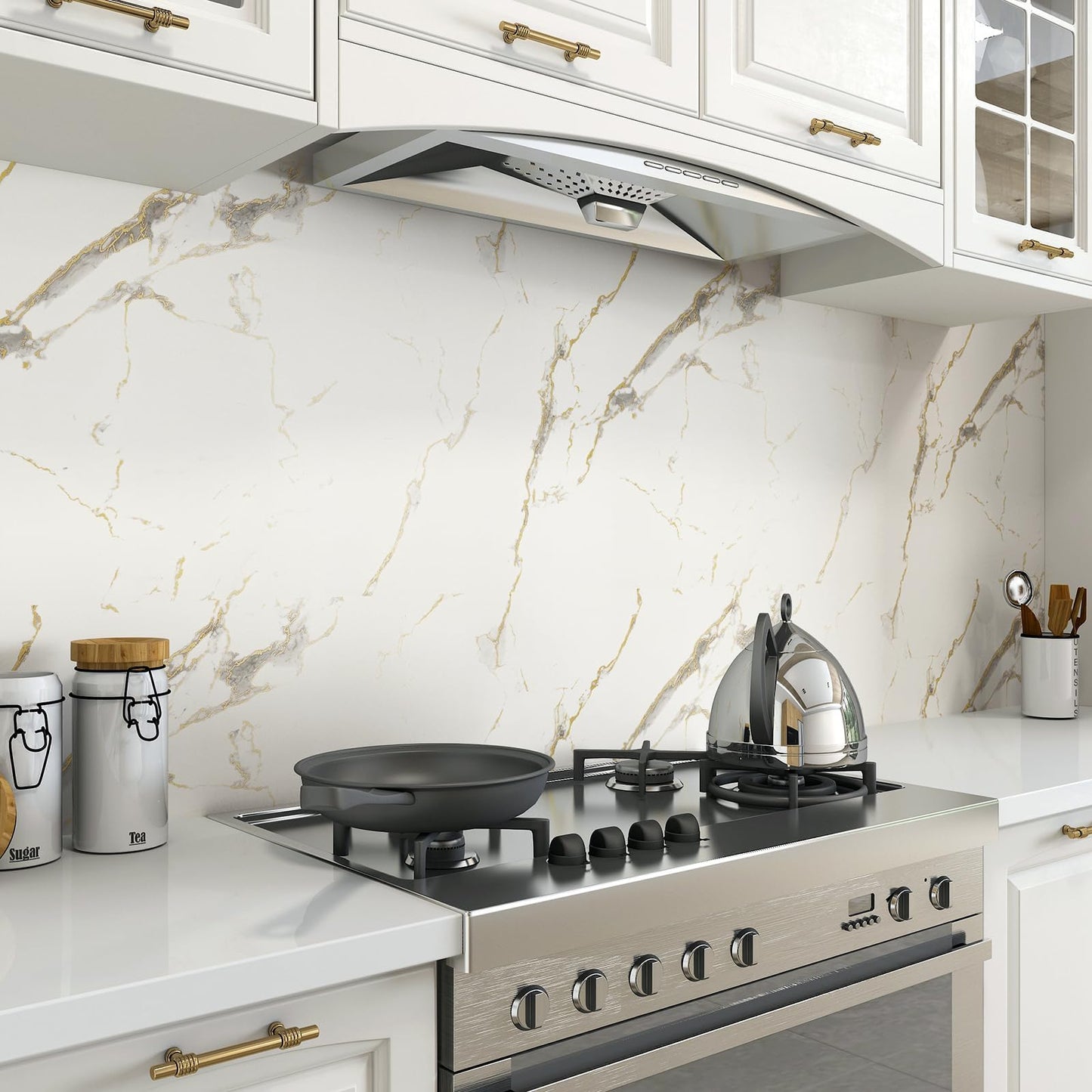 Decotalk White Marble Contact Paper for Countertops 17.7x120 Inch White and Gold Contact Paper Peel and Stick Countertop Contact Paper Waterproof White and Gold Marble Contact Paper Marble Wallpaper