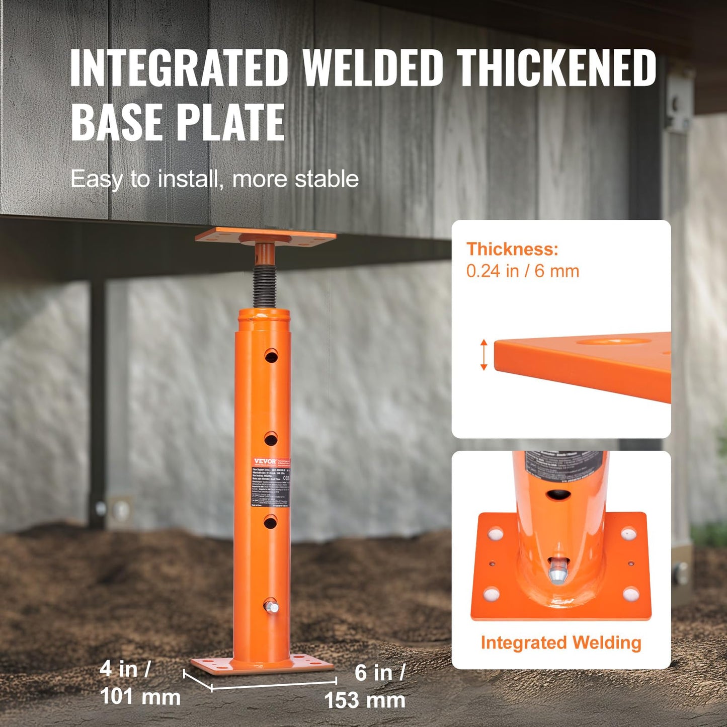 VEVOR House Floor Jack, 19"-36" Height Range, 18000 lbs Max Load Capacity, Adjustable Support Beam Basement Jack Post Pole for Leveling, Lift Support Steel Telescoping Jack Post for Temporary Support