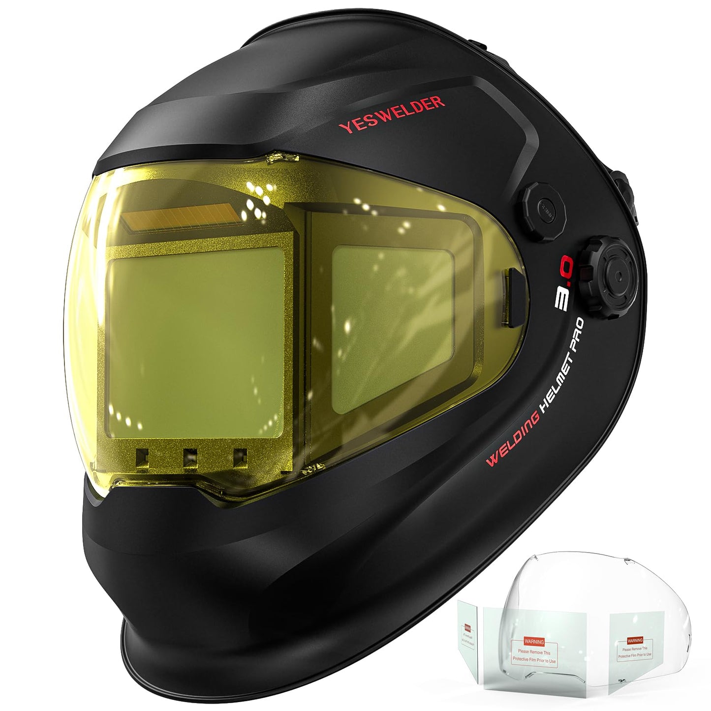 YESWELDER Intelligent Auto-Adjustment Auto-Darkening Welding Helmet, 180° Panoramic View, True Color 1/1/1/1, Internal Digital Display, Wide Shade 3/4-8/9-14, for MIG/TIG/Stick/Tack/Grind/Cut