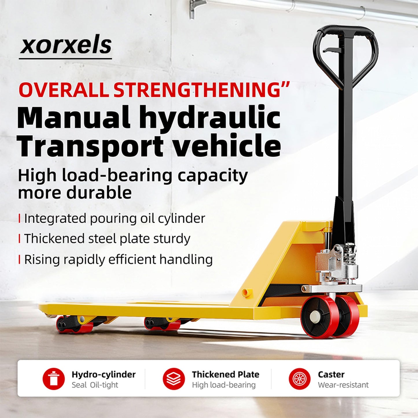 Xorxels Manual Pallet Jack Truck 6600 lbs Capacity, 22" x 47" Forks, Heavy Duty Pallet Truck with Leak-Proof Hydraulic Pump Durable Nylon Caster for Factories, Warehouses (Nylon Caster)