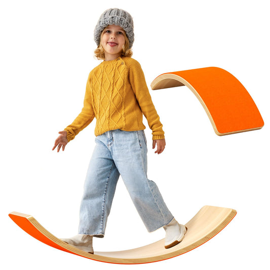 edutree Wooden Wobble Balance Board for Kids, 35 Inch Balance Beam Rocker Board for Toddlers Adults, Montessori Waldorf Learning Toys for Yoga Exercise