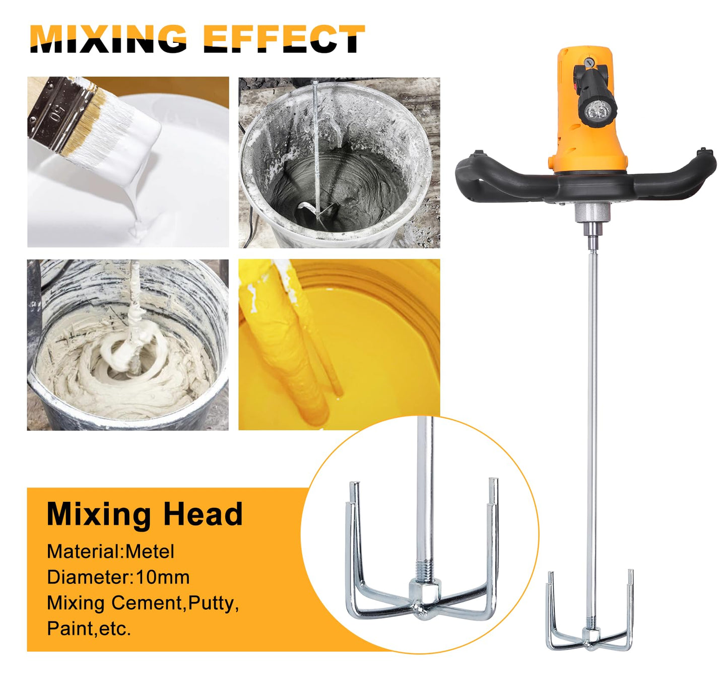 Meticuloso 110V Concrete Trowel with Extension Rod, Concrete Mixer, Wall Smoothing Polishing Machine, 80-200RPM 1680W Electric Plaster Mortar Cement Putty Trowel