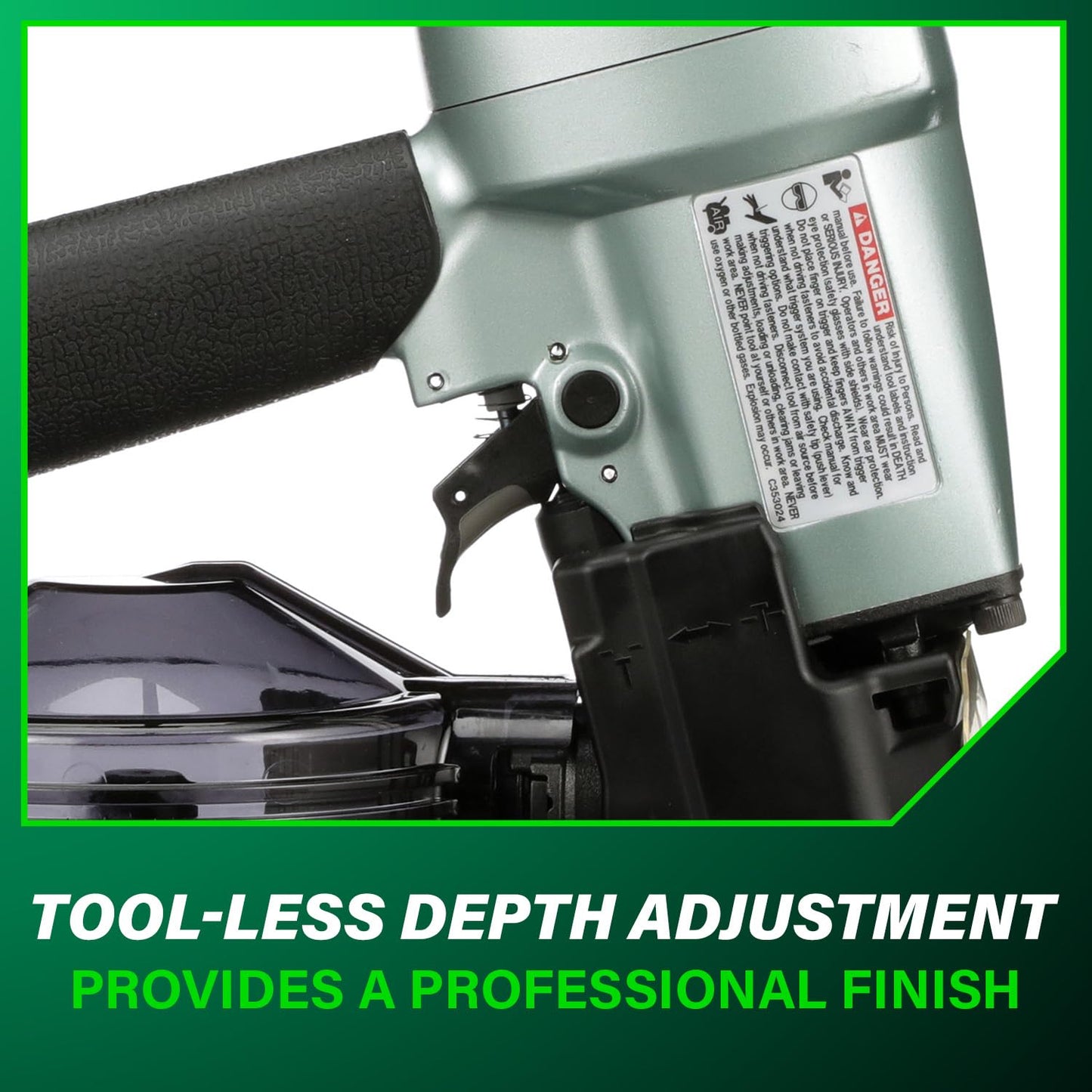 Metabo HPT Coil Siding Nailer, Pro-preferred Pneumatic Power Nailers in Siding Tools, For Sheathing, Decking & Fencing, 15° Plastic Collated Nails and 16° Wire Coil Nails, NV65AH2