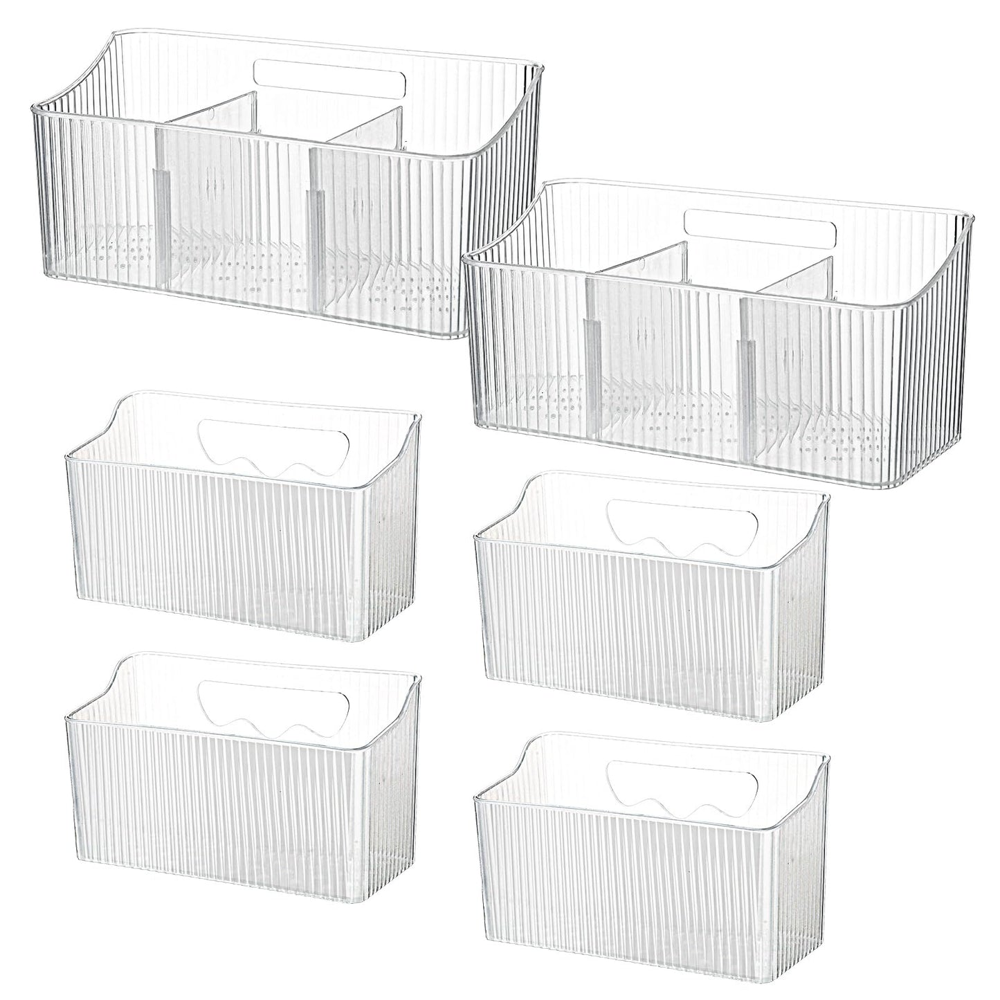 Baderke 6 Pcs Kitchen Cabinet Door Organizer Adhesive, Clear Wall Mounted Storage Bins, Organizer Basket Hanging Bin, Shower Caddy for Bathroom, Kitchen, Cabinet, Pantry