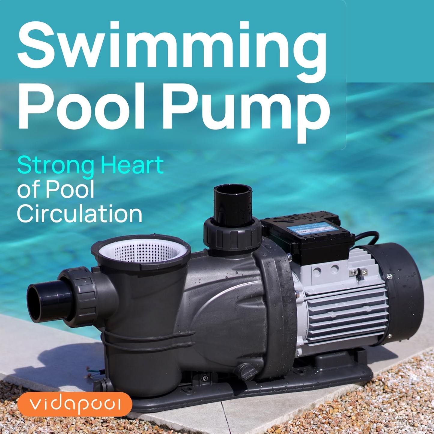 VIDAPOOL In/Above Ground Pool Pump Self Primming High Flow,Deep Grey