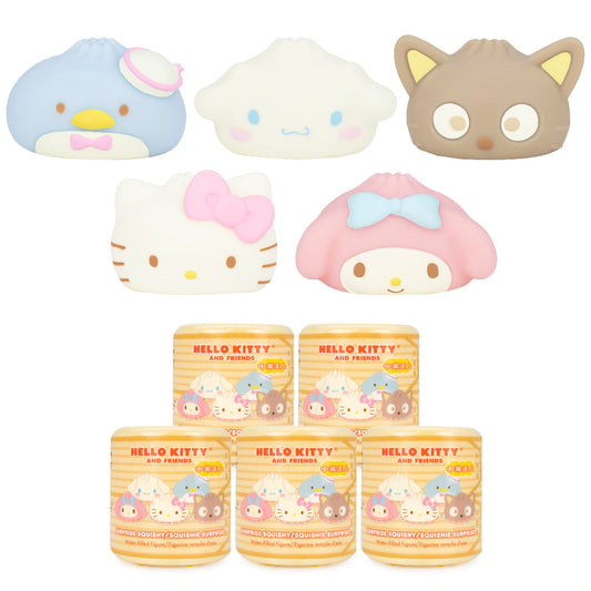 Hamee Sanrio Hello Kitty and Friends Cute Water Filled Surprise Capsule Squishy Toy [Steamed Bun] [Birthday Gift Bag, Party Favor, Gift Basket Filler, Stress Relief] – 5 Pc. (All 5 Styles)