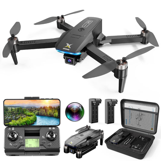 X-shop GPS Drones with Camera for Adults 4K, Brushless Motor FPV RC Quadcopter with Auto Return, Follow Me, Headless Mode, 50 Mins Long Flight, Lightweight and Foldable Drone for Beginner